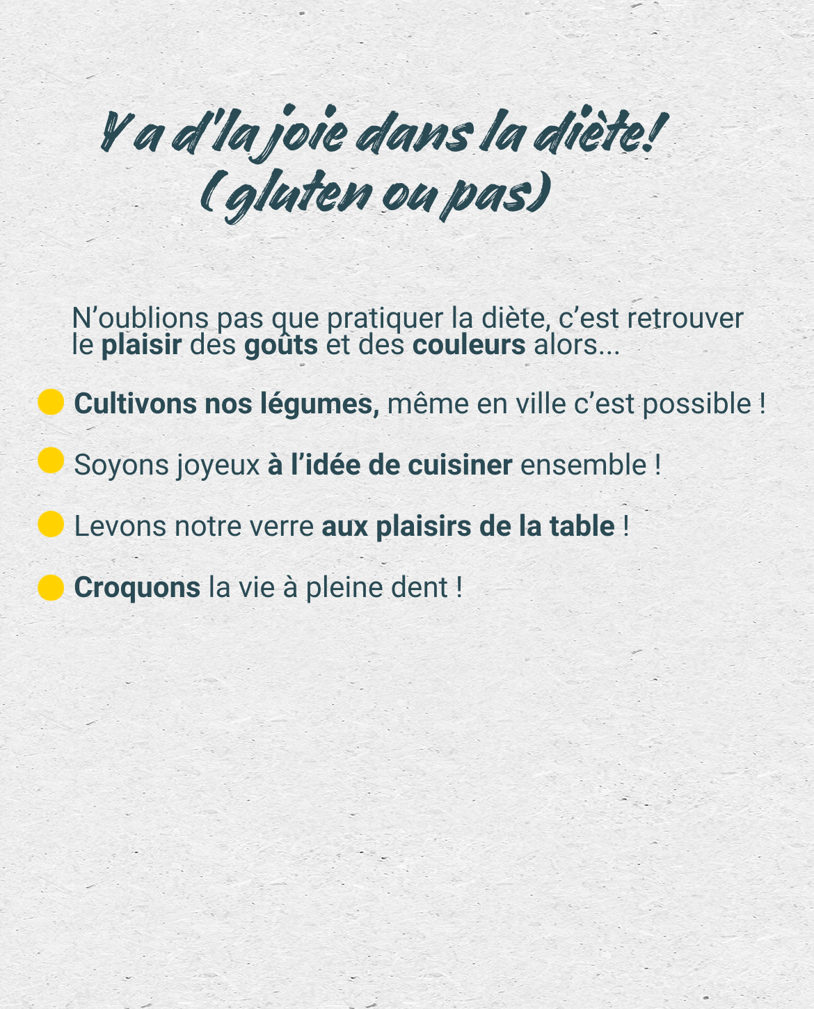 Y a d'la joie dans la diète! (gluten ou pas)