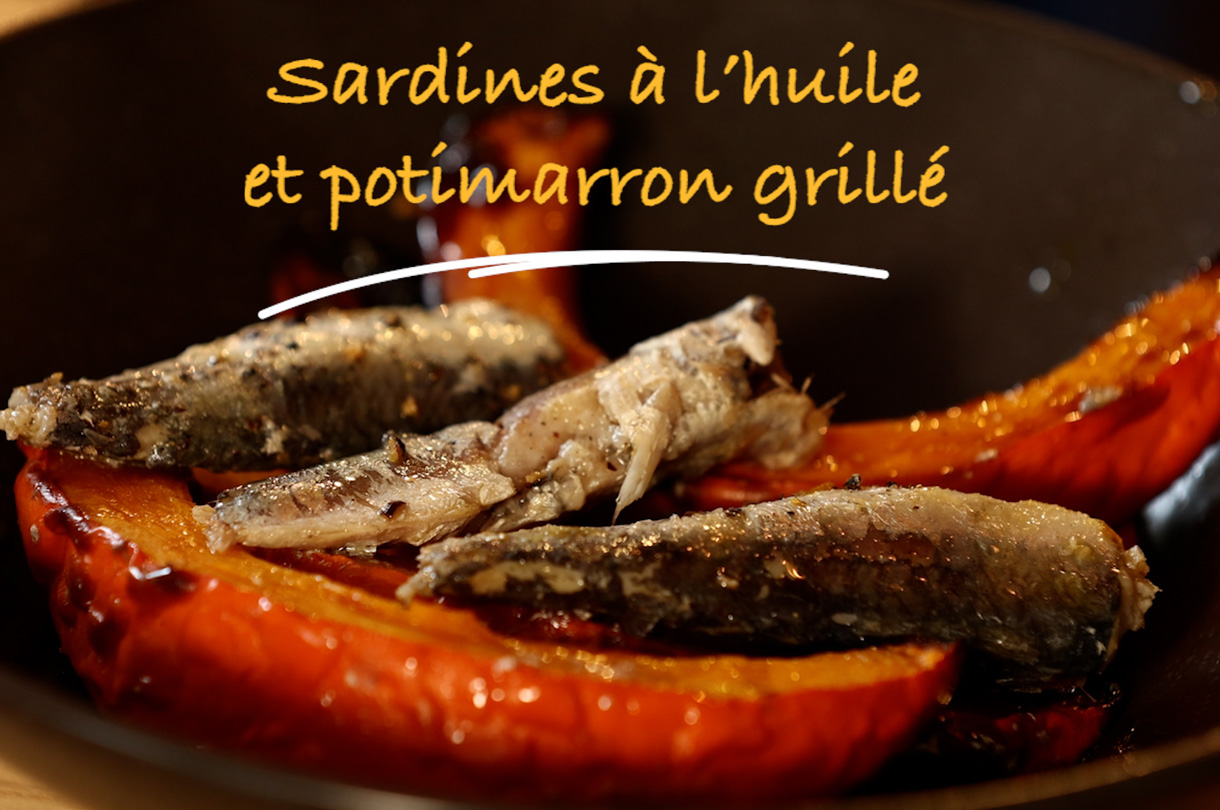 Sardines à l’huile et potimarron grillé