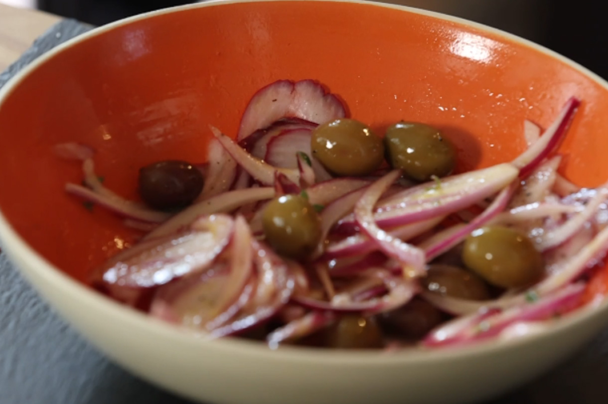 Salade oignons rouges miel